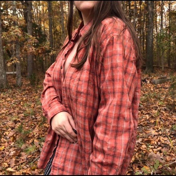 Vintage Knights Sportwear Grunge Plaid Bright Orange Men’s Button Down Size XL - Picture 1 of 3